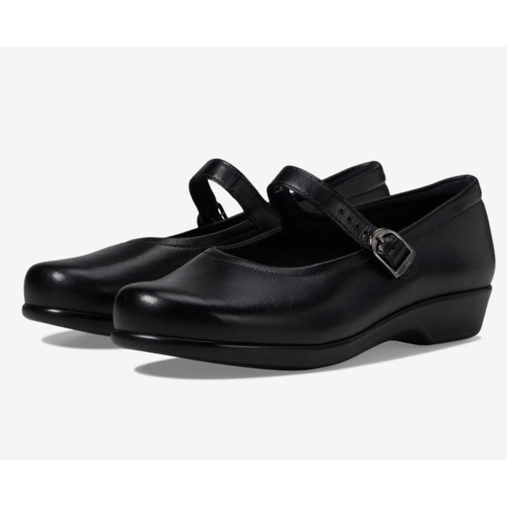 SAS Maria Mary Jane 7 W Black Leather Comfort Shoe $179 USA Made 7W Wide